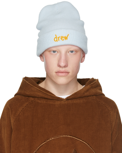 Shop Drew House Ssense Exclusive Blue Scribble Beanie In Baby Blue