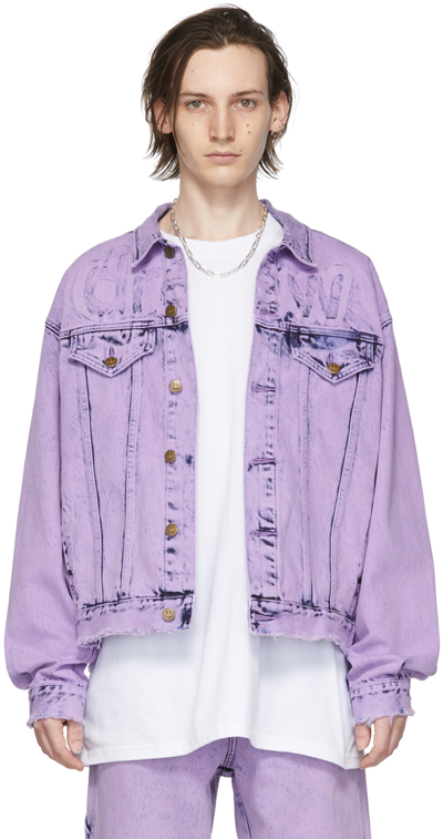 Shop Drew House Ssense Exclusive Purple Secret Trucker Denim Jacket In Painted Lavender