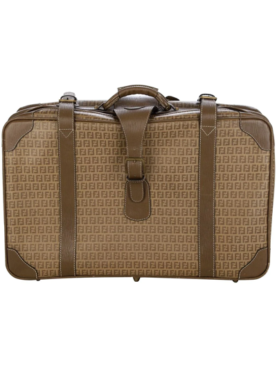 Pre-owned Fendi Monogrammed Suitcase In Neutrals