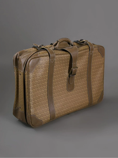 Pre-owned Fendi Monogrammed Suitcase In Neutrals