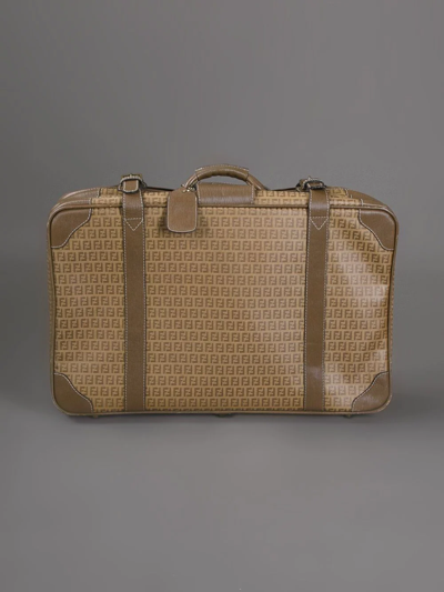 Pre-owned Fendi Monogrammed Suitcase In Neutrals