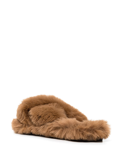 Shop Apparis Biba Faux-fur Slippers In Brown