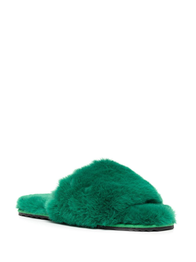 Shop Apparis Diana Faux-fur Slippers In Green