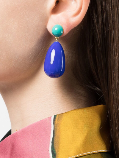 Shop Eshvi Two-tone Drop Earrings In Blue