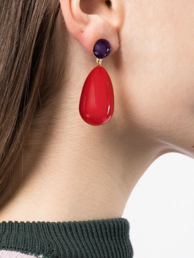 Eshvi Drop-design Earrings In Red