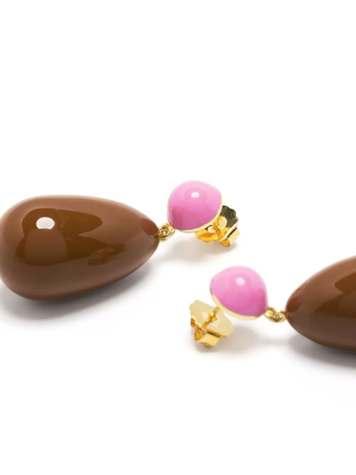 Eshvi Drop-design Earrings In Brown