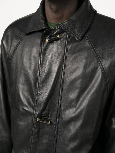 Pre-owned Versace 1980s Single-breasted Leather Coat In Black