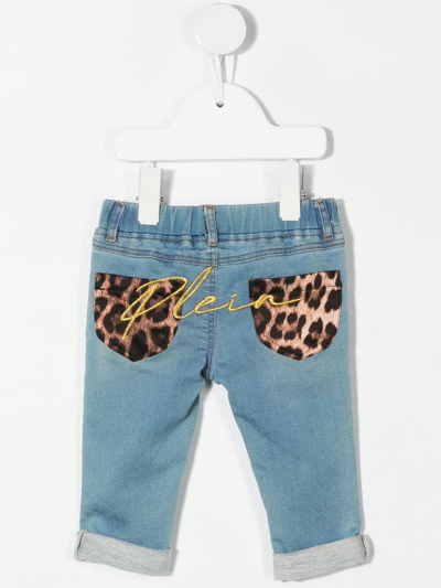 Philipp Plein Junior Logo-print Slim Jeans In Blue