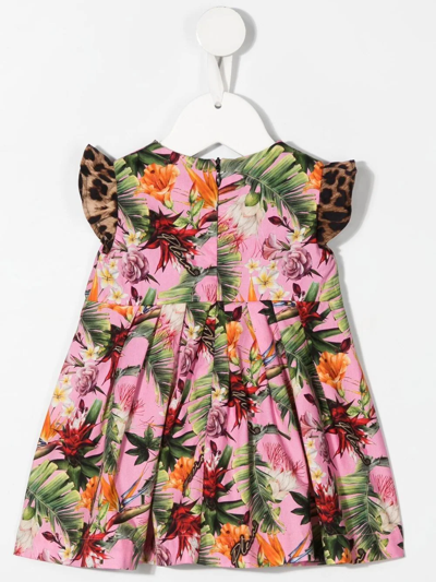 Shop Philipp Plein Junior Floral-print Sleeveless Smock Dress In Pink