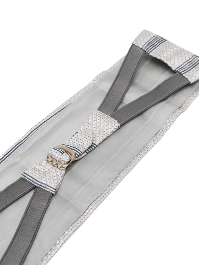 Pre-owned Versace 1990s Stripe-print Silk Cummerbund In Grey