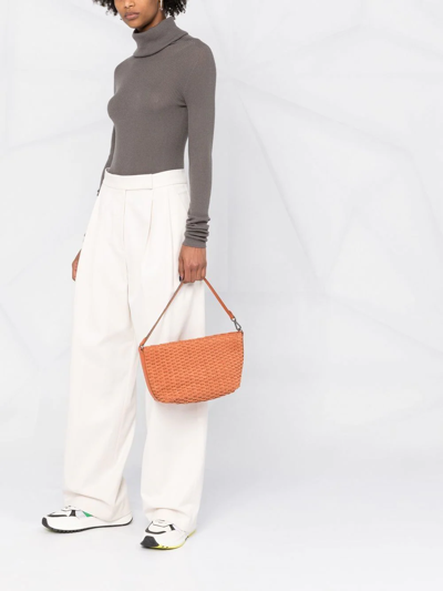 Shop Brunello Cucinelli Woven Shoulder Bag In Orange