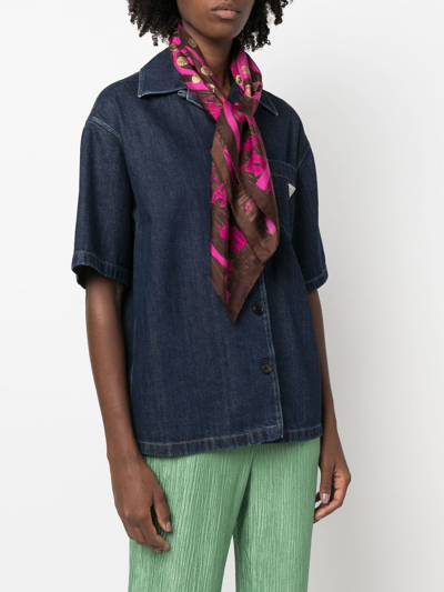 Pre-owned Christian Lacroix 2000s Abstract-print Silk Scarf In Brown