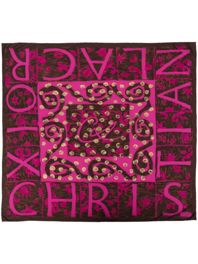 Pre-owned Christian Lacroix 2000s Abstract-print Silk Scarf In Brown