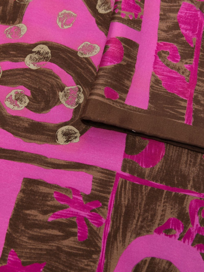 Pre-owned Christian Lacroix 2000s Abstract-print Silk Scarf In Brown