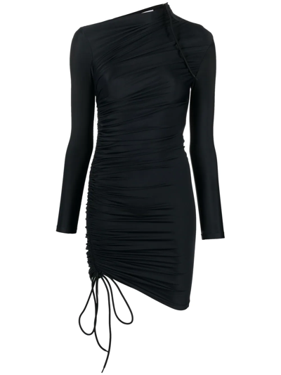 Shop Balenciaga Drawstring-detailed Minidress In Black