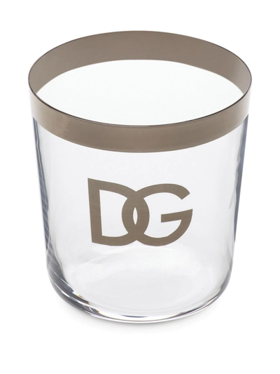 Shop Dolce & Gabbana Logo-print Drinking Glasses (set Of 2) In White