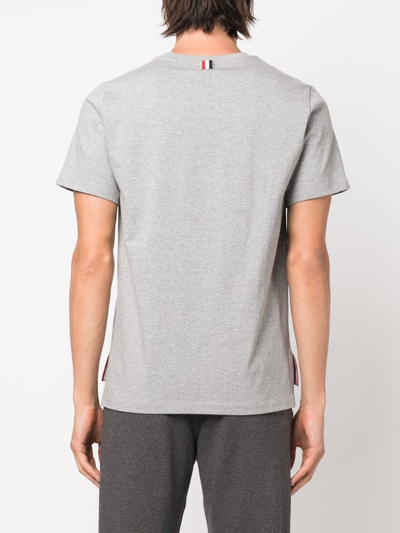 Shop Thom Browne Logo-patch Short-sleeved T-shirt In Grey
