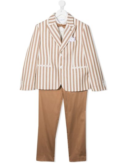 Shop Colorichiari Teen Three-piece Suit Set In Brown