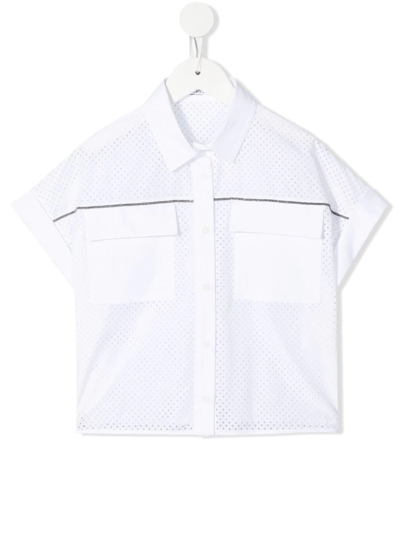 Shop Brunello Cucinelli Teen Monili-trim Mesh Shirt In White