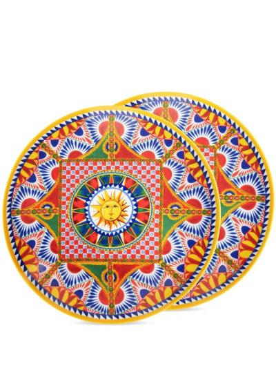 Shop Dolce & Gabbana Set-of-two Dinner Plates In Blue