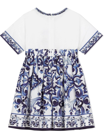 Dolce & Gabbana Majolica-print Cotton Dress In Blue