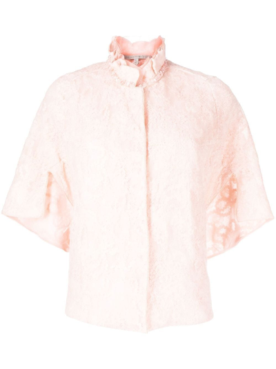 Shop Shiatzy Chen Floral Lace Short Jacket In Pink