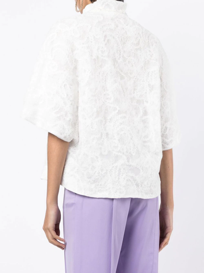 Shop Shiatzy Chen Floral Lace Short Jacket In White