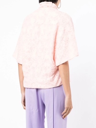 Shop Shiatzy Chen Floral Lace Short Jacket In Pink