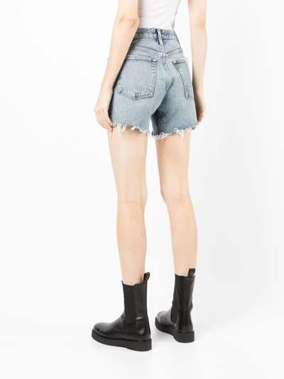 Shop Agolde Riley Cut-off Denim Shorts In Blue