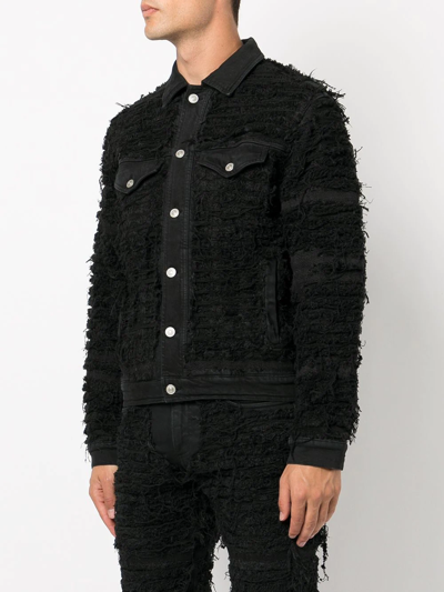 Shop Alyx Frayed Denim Jacket In Black