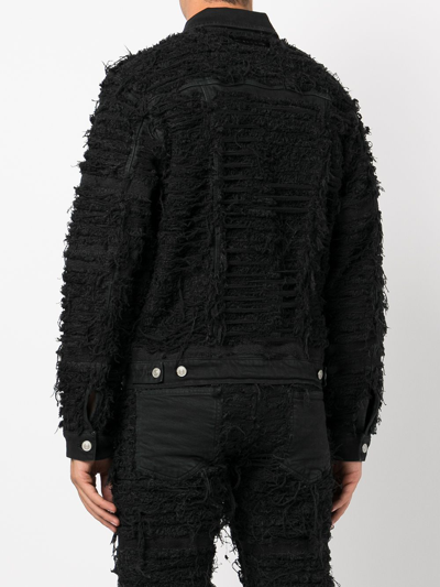 Shop Alyx Frayed Denim Jacket In Black