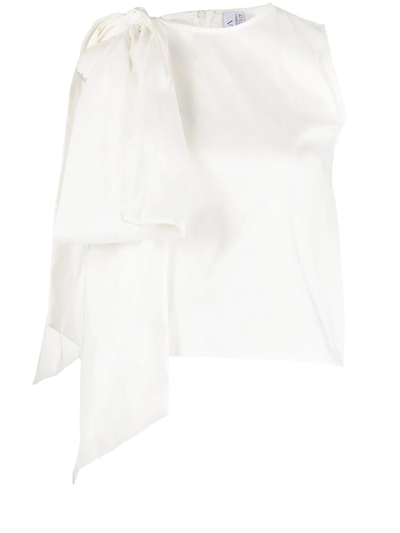 Shop V:pm Atelier Anokhi Bow-embellished Sleeveless Blouse In White