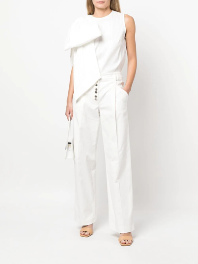 Shop V:pm Atelier Anokhi Bow-embellished Sleeveless Blouse In White