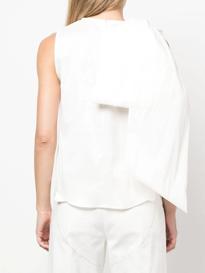 Shop V:pm Atelier Anokhi Bow-embellished Sleeveless Blouse In White