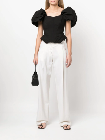 V:pm Atelier Galaxy Puff-sleeve Top In Black