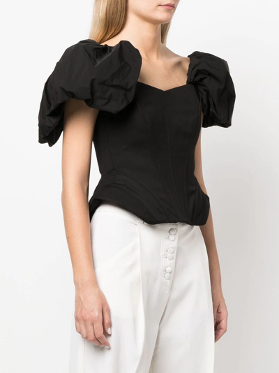 V:pm Atelier Galaxy Puff-sleeve Top In Black