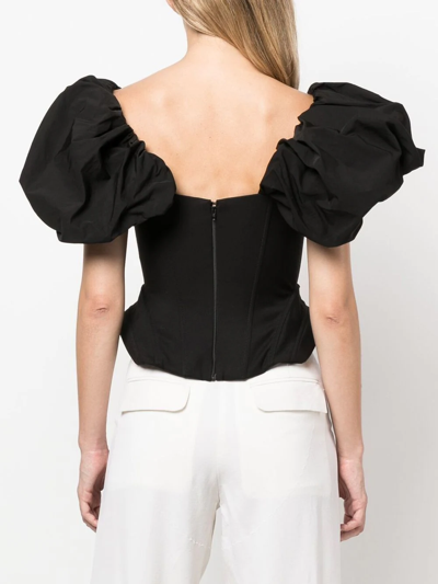 V:pm Atelier Galaxy Puff-sleeve Top In Black