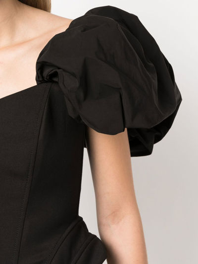 V:pm Atelier Galaxy Puff-sleeve Top In Black