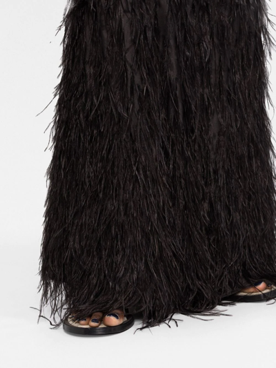 Cult Gaia Cutout-detail Feather-trimmed Long Dress In Black