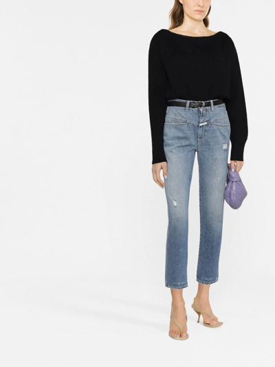 Balmain Raised-logo Boat-neck Jumper In Black