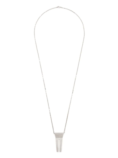 Shop Rick Owens Strobe Open Trunk Charm Necklace In Silver