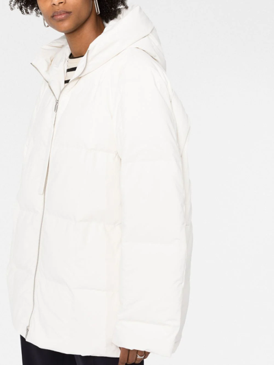 Jil Sander Short Medium Fill Down 01 - Recycled Polyester Plain Weave In Neutrals