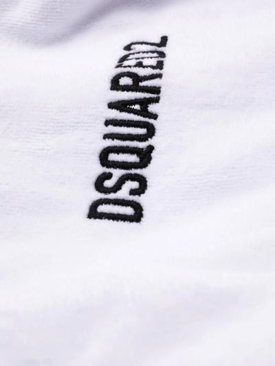 Shop Dsquared2 Logo Embroidered Bath Robe In White