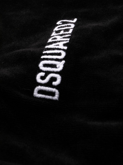 Shop Dsquared2 Logo Embroidered Bath Robe In Black