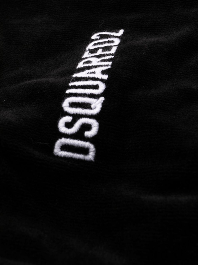 Dsquared2 Logo Embroidered Bath Robe In Black
