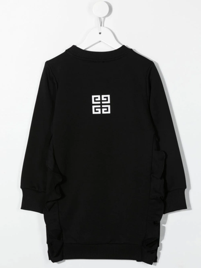 Shop Givenchy Logo-print Ruffled-trim Dress In Black