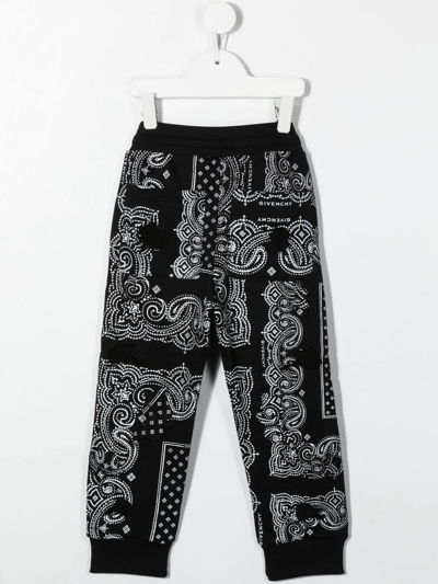 Givenchy Black Sweatpants For Boy With Bandana Print In Black