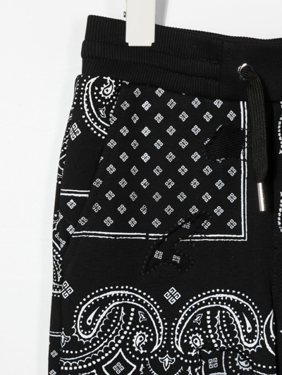 Givenchy Black Sweatpants For Boy With Bandana Print In Black