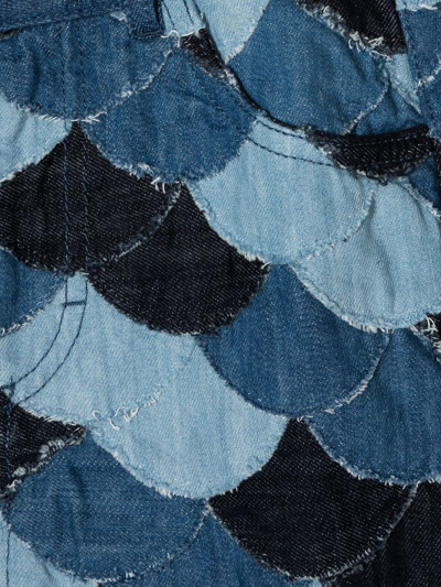 Shop Chloé Patchwork-detail Denim Skit In Blue