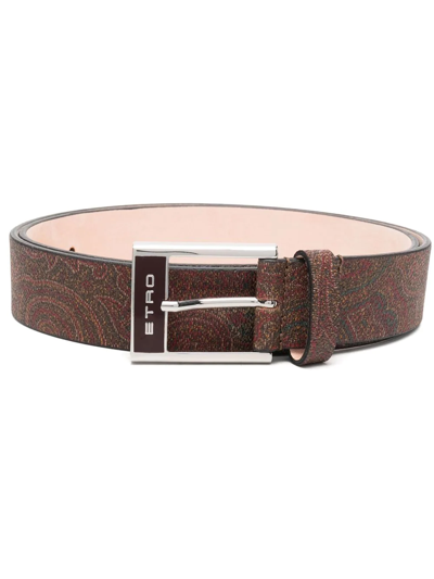 Shop Etro Paisley-print Buckled Blet In Brown
